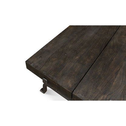 Table basse rustique carrée foncée