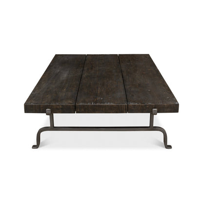 Table basse rustique carrée foncée