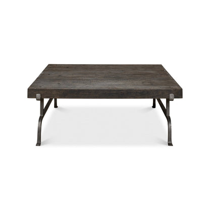 Table basse rustique carrée foncée