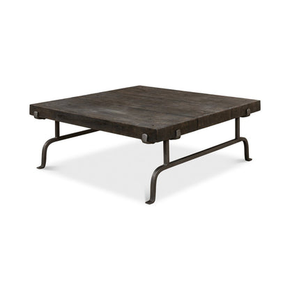 Table basse rustique carrée foncée