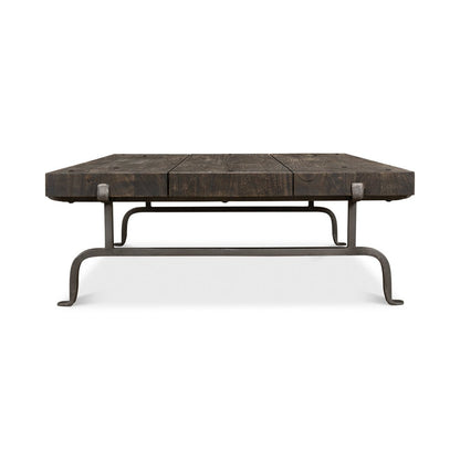 Table basse rustique carrée foncée