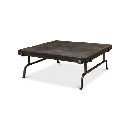 Table basse rustique carrée foncée
