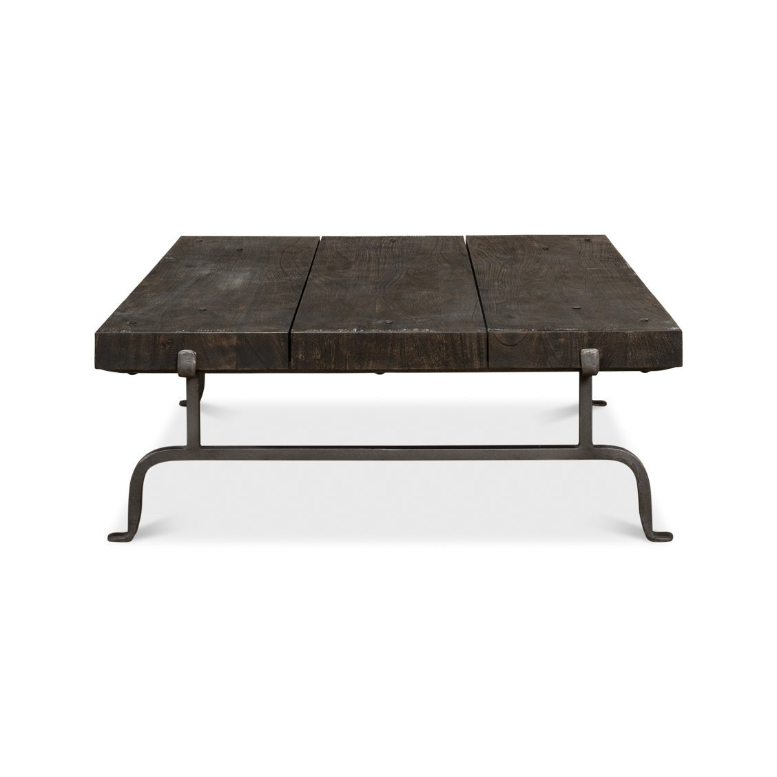 Table basse rustique carrée foncée
