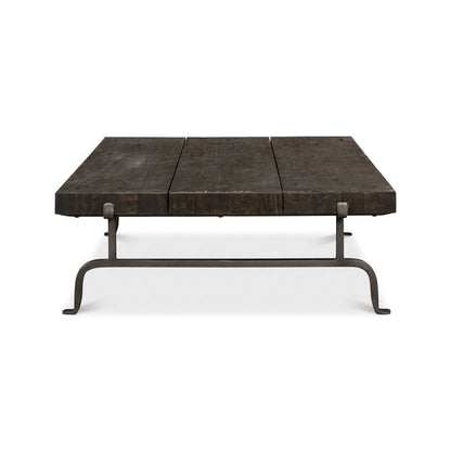 Table basse rustique carrée foncée
