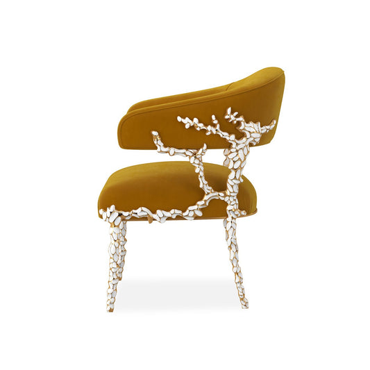 Chaise moderne éblouissante en velours doré