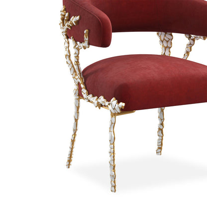 Chaise moderne éblouissante en velours rouge