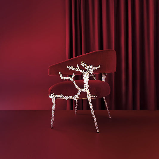 Chaise moderne éblouissante en velours rouge