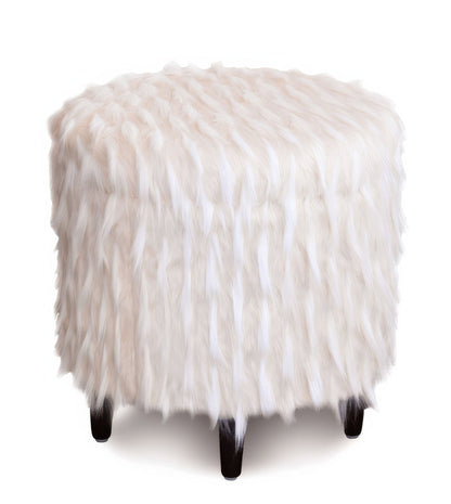 Pouf de rangement pour chaussures en fausse fourrure