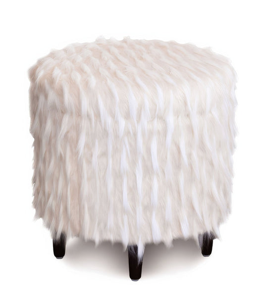 Pouf de rangement pour chaussures en fausse fourrure