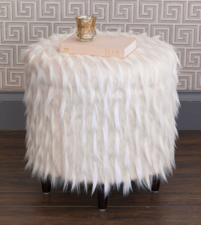 Pouf de rangement pour chaussures en fausse fourrure