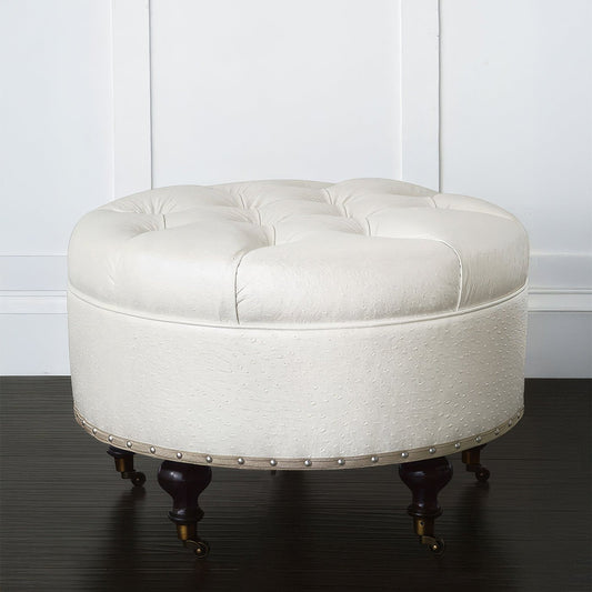 Pouf en similicuir d'autruche