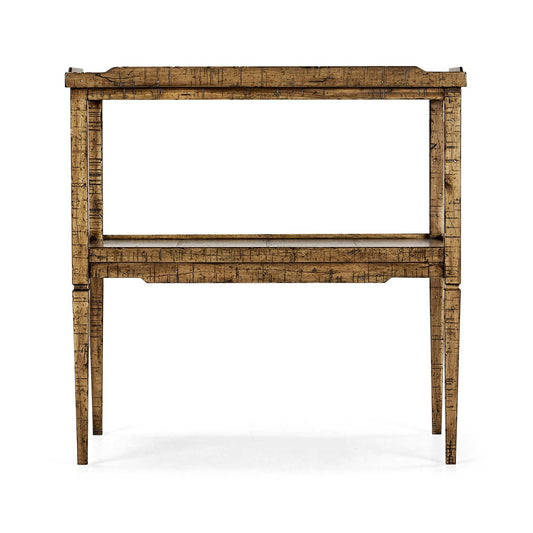 French Country End Table - Medium Brown