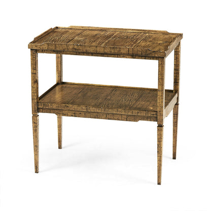 French Country End Table - Medium Brown