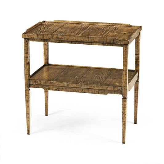 French Country End Table - Medium Brown