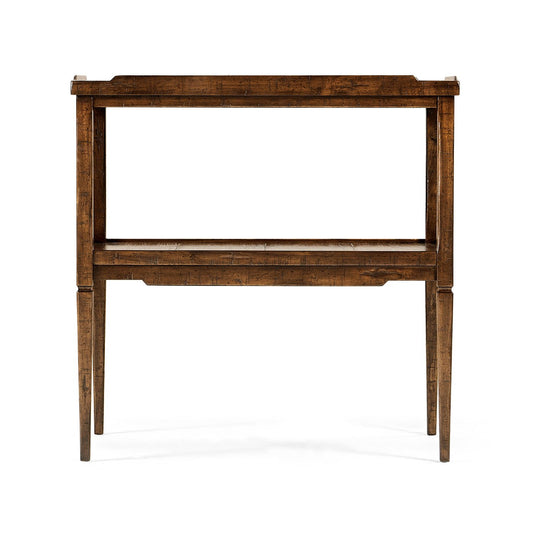French Country End Table - Walnut Finish