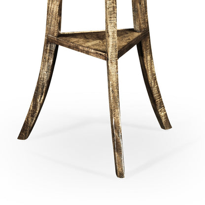 French Country Round End Table - Medium Brown