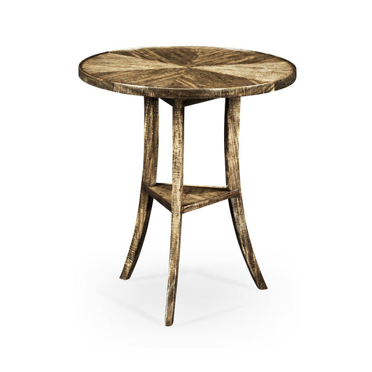 French Country Round End Table - Medium Brown