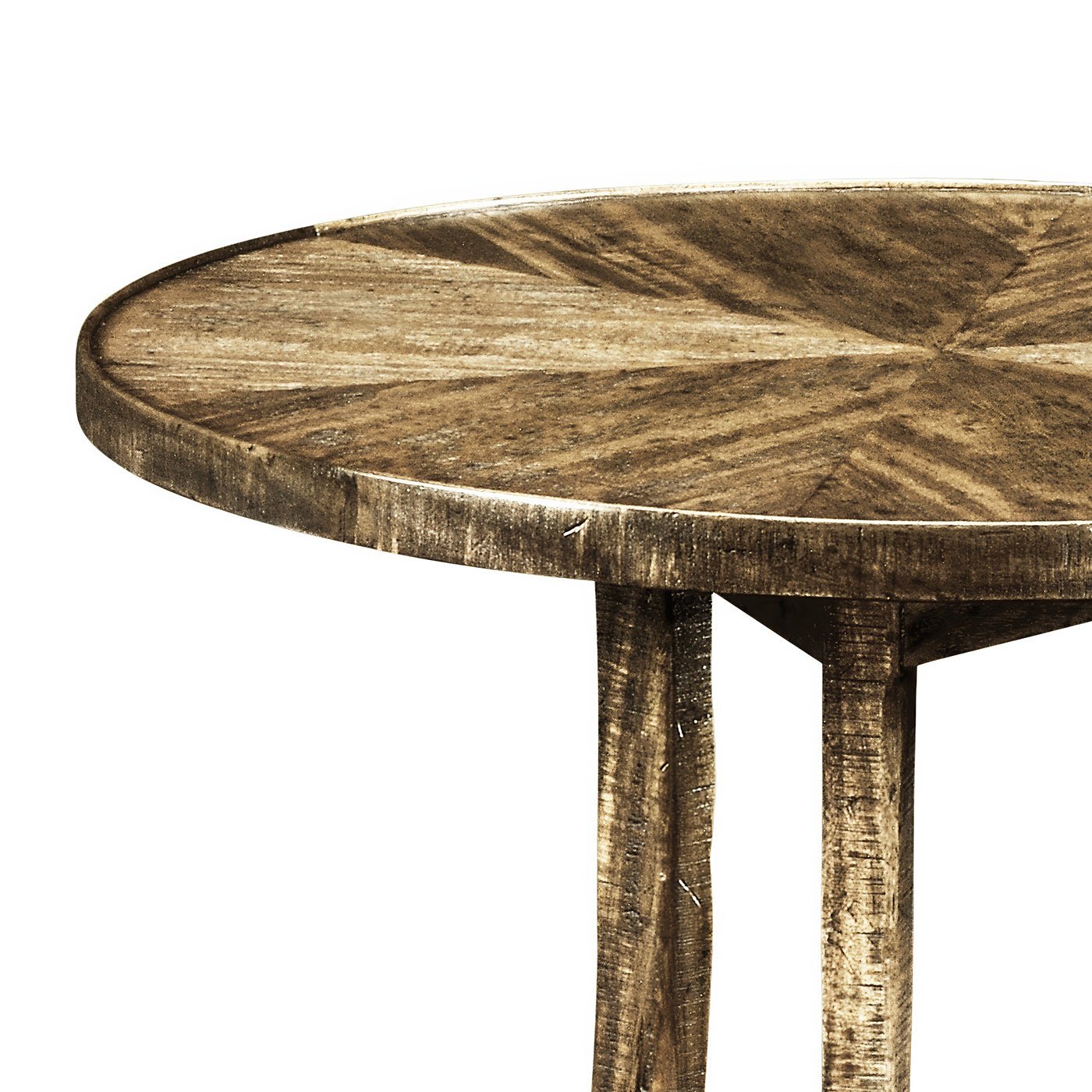 French Country Round End Table - Medium Brown