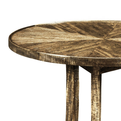 French Country Round End Table - Medium Brown