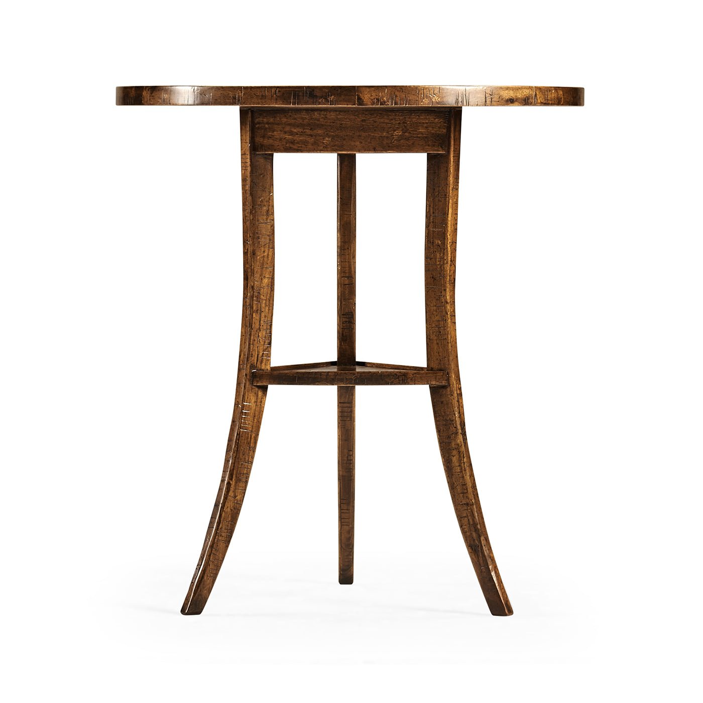 French Country Round End Table - Walnut Finish