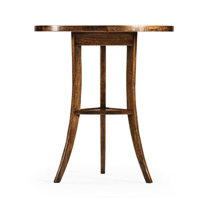 French Country Round End Table - Walnut Finish