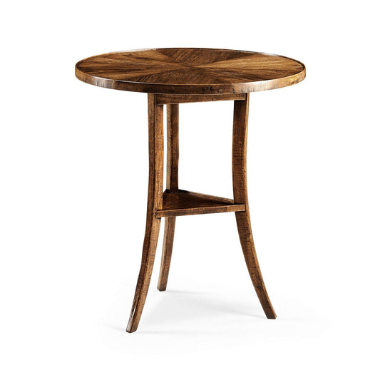 French Country Round End Table - Walnut Finish
