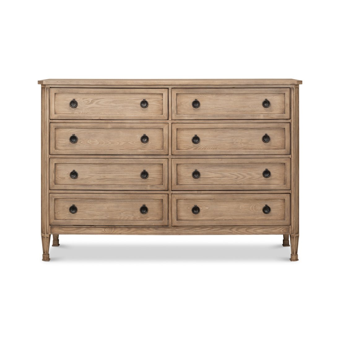 French Light Oak Eight Drawer Dresser