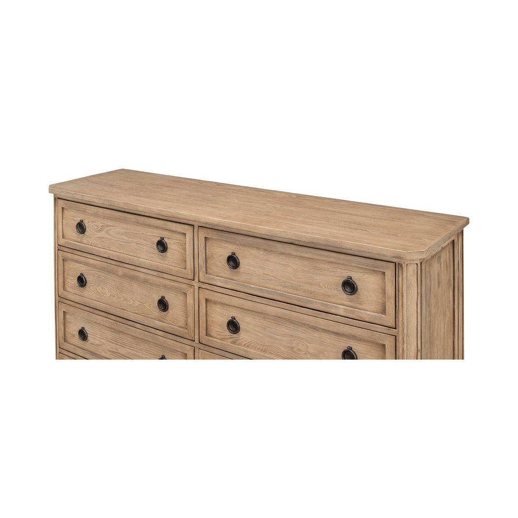French Light Oak Eight Drawer Dresser