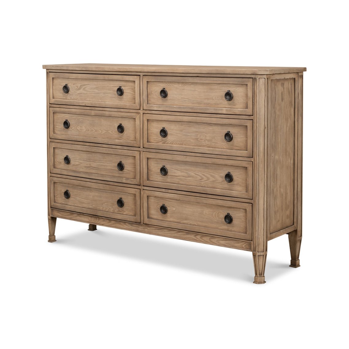 French Light Oak Eight Drawer Dresser