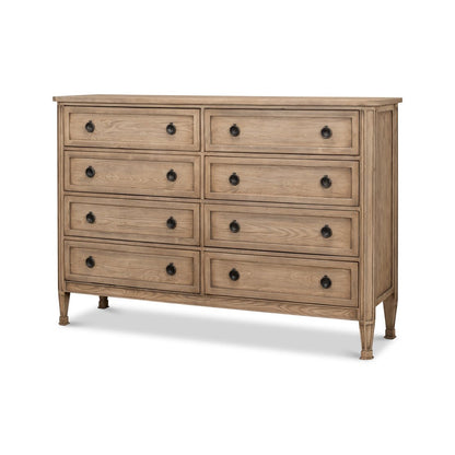 French Light Oak Eight Drawer Dresser