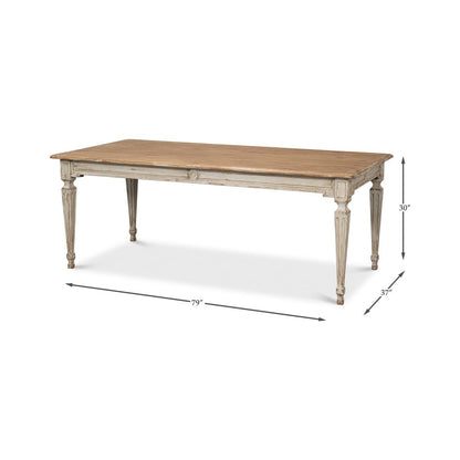 Table de salle à manger provinciale française grise
