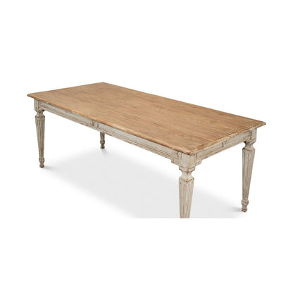 Table de salle à manger provinciale française grise