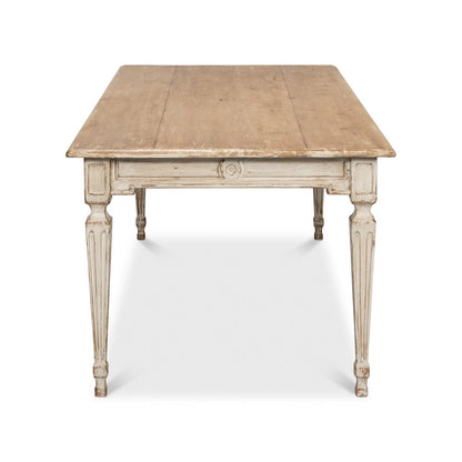 Table de salle à manger provinciale française grise