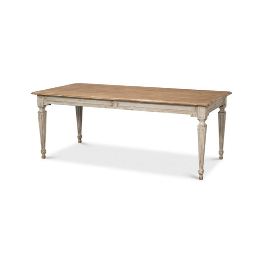 Table de salle à manger provinciale française grise