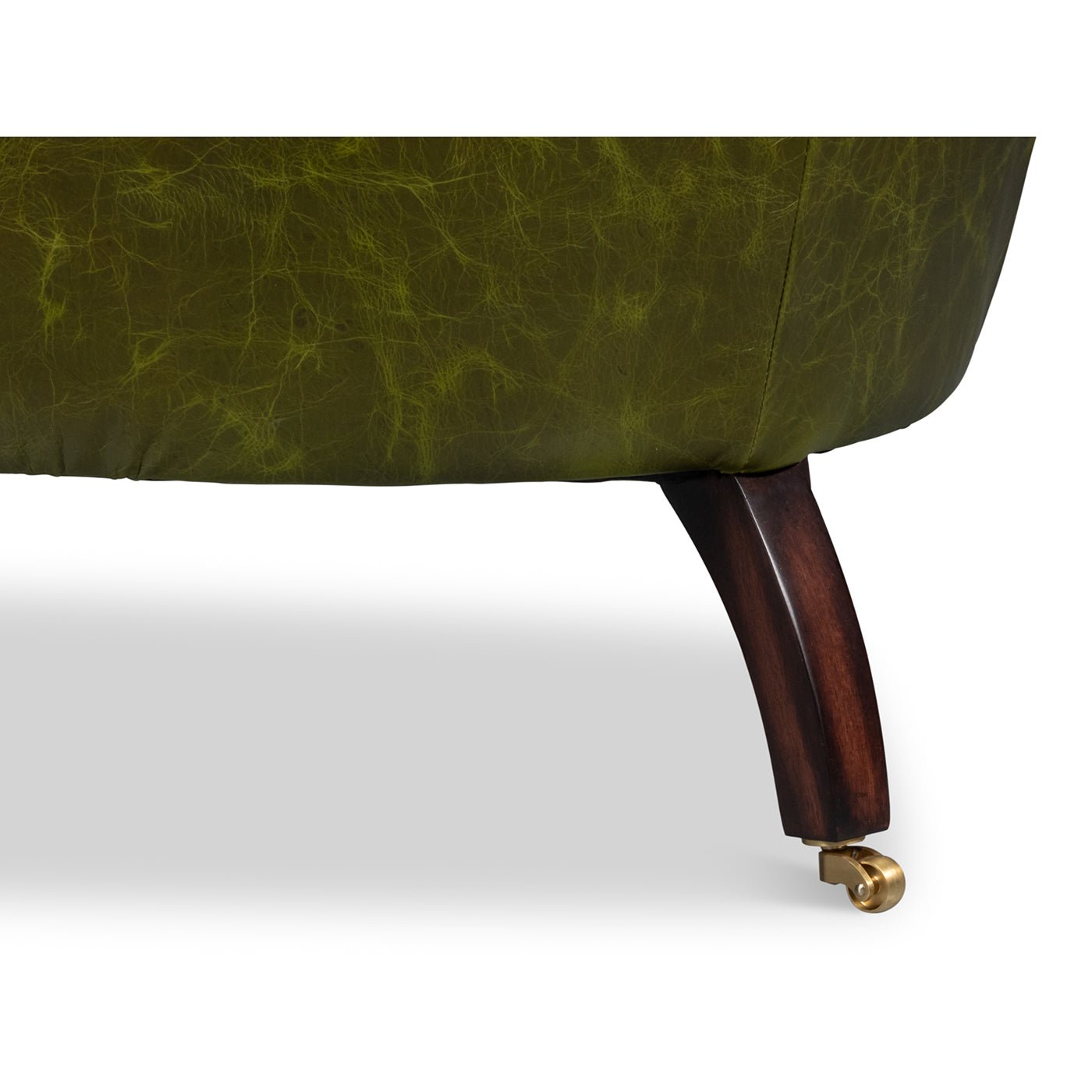 Chaise à dossier tonneau en cuir vert