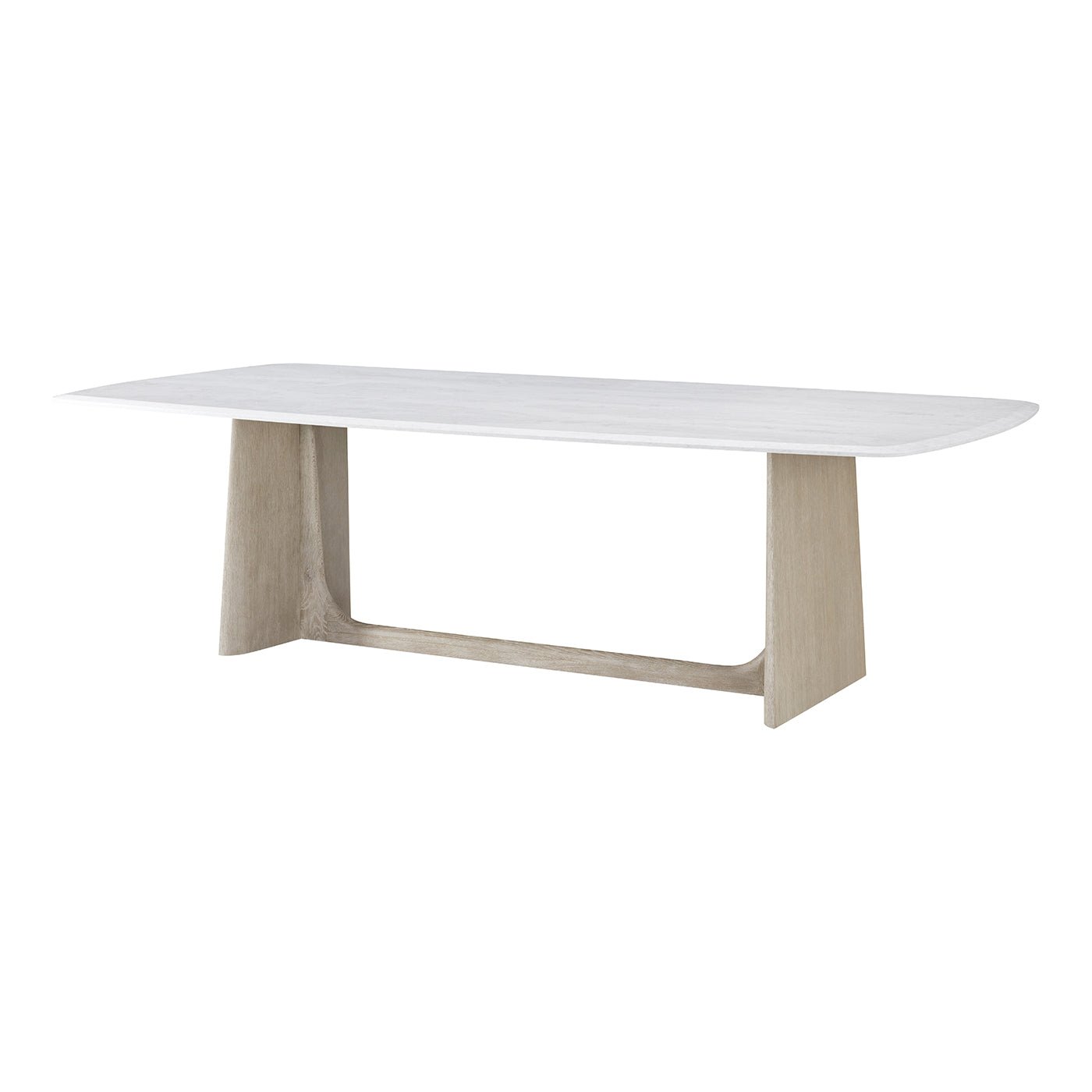 Table à manger moderne en chêne gris avec plateau en quartz 