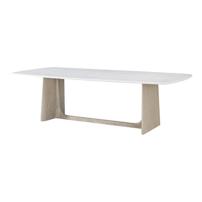 Table à manger moderne en chêne gris avec plateau en quartz 
