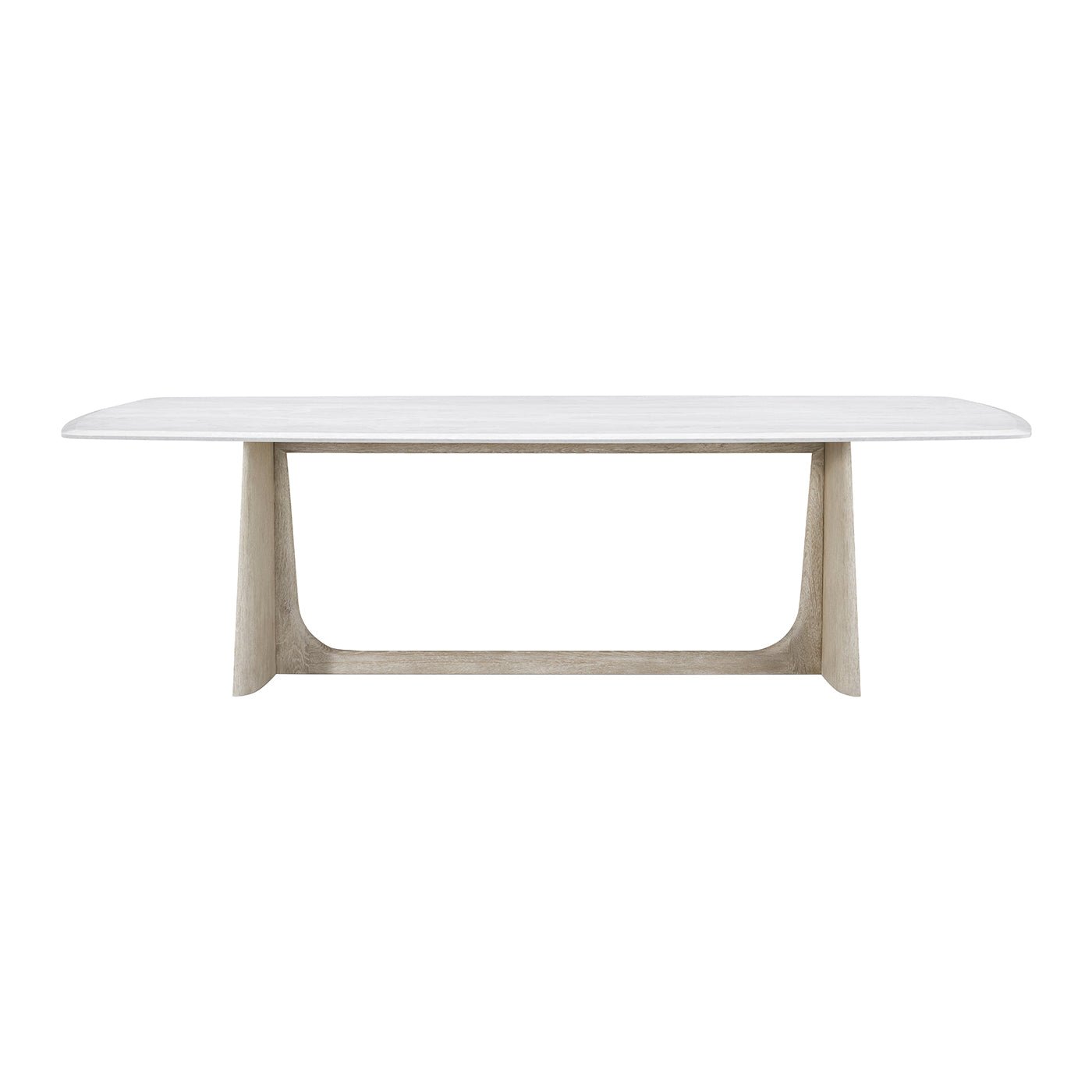 Table à manger moderne en chêne gris avec plateau en quartz 