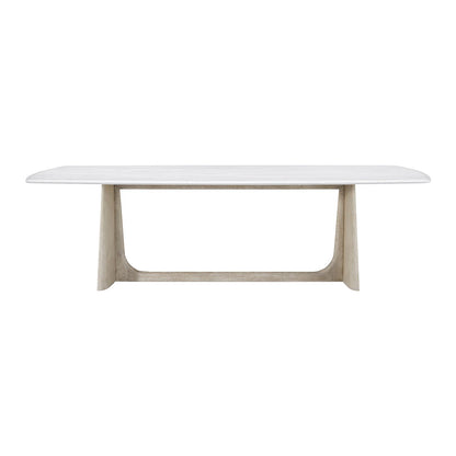 Table à manger moderne en chêne gris avec plateau en quartz 