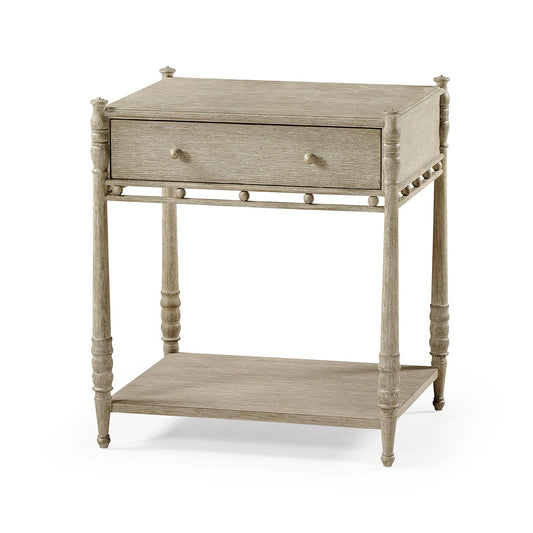 Greyed Oak Rustic Bedside Table