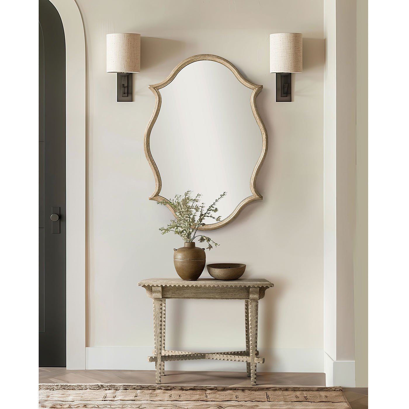 Table d'appoint rustique en chêne grisé