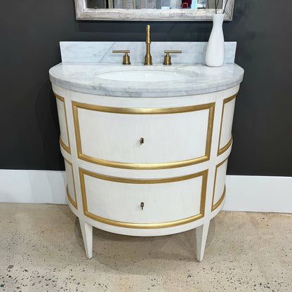 Gustavian White Painted Marble Top Vanity