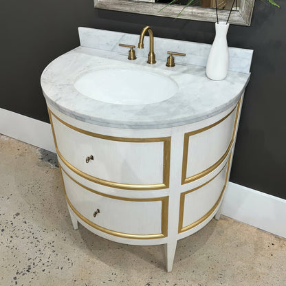 Gustavian White Painted Marble Top Vanity