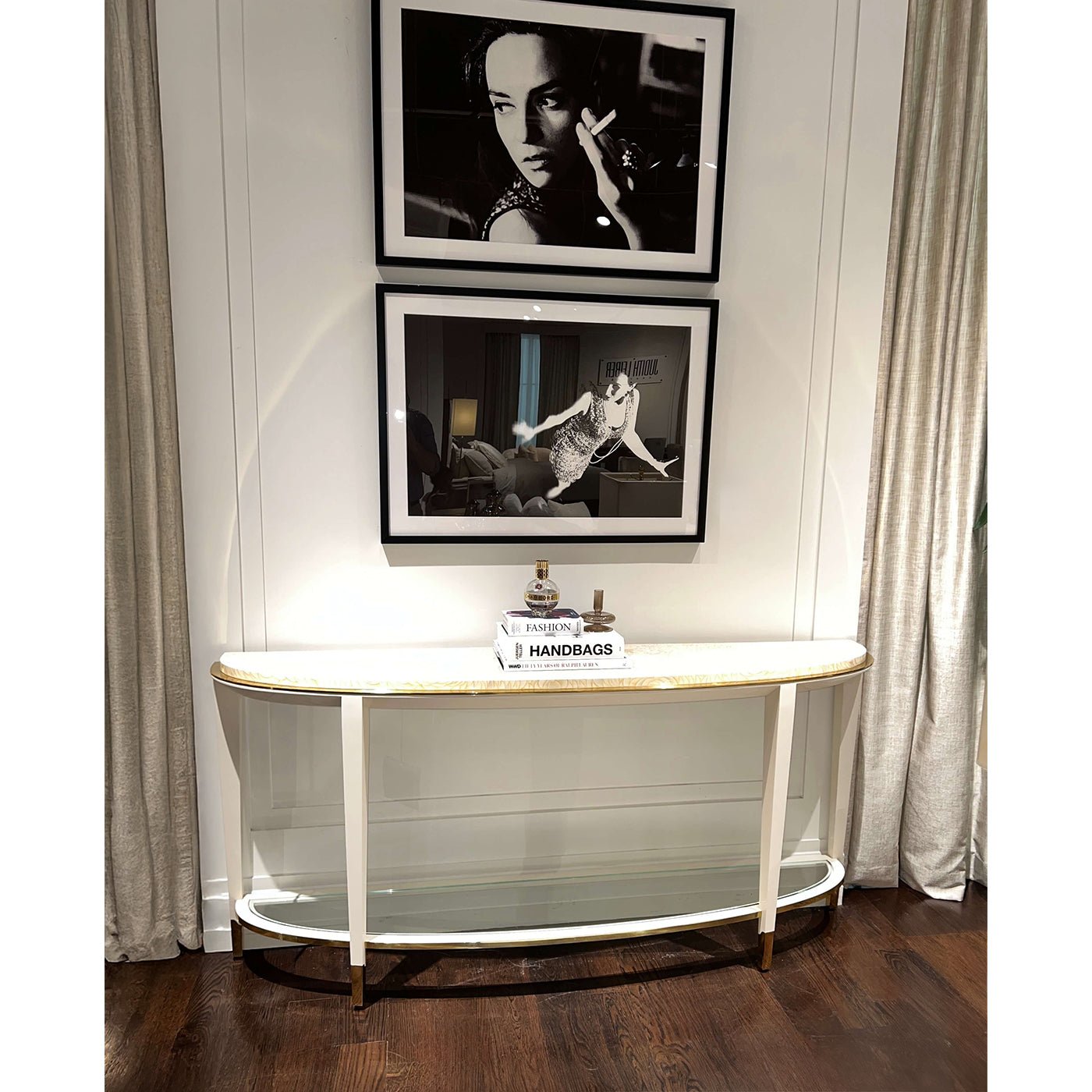 Console demi-lune Hollywood Regency