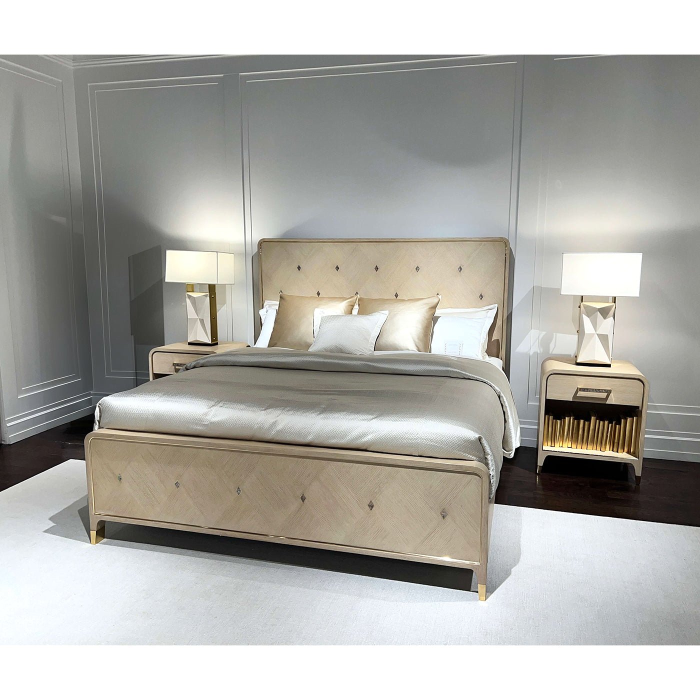 Lit King Size Hollywood Regency - Finition claire