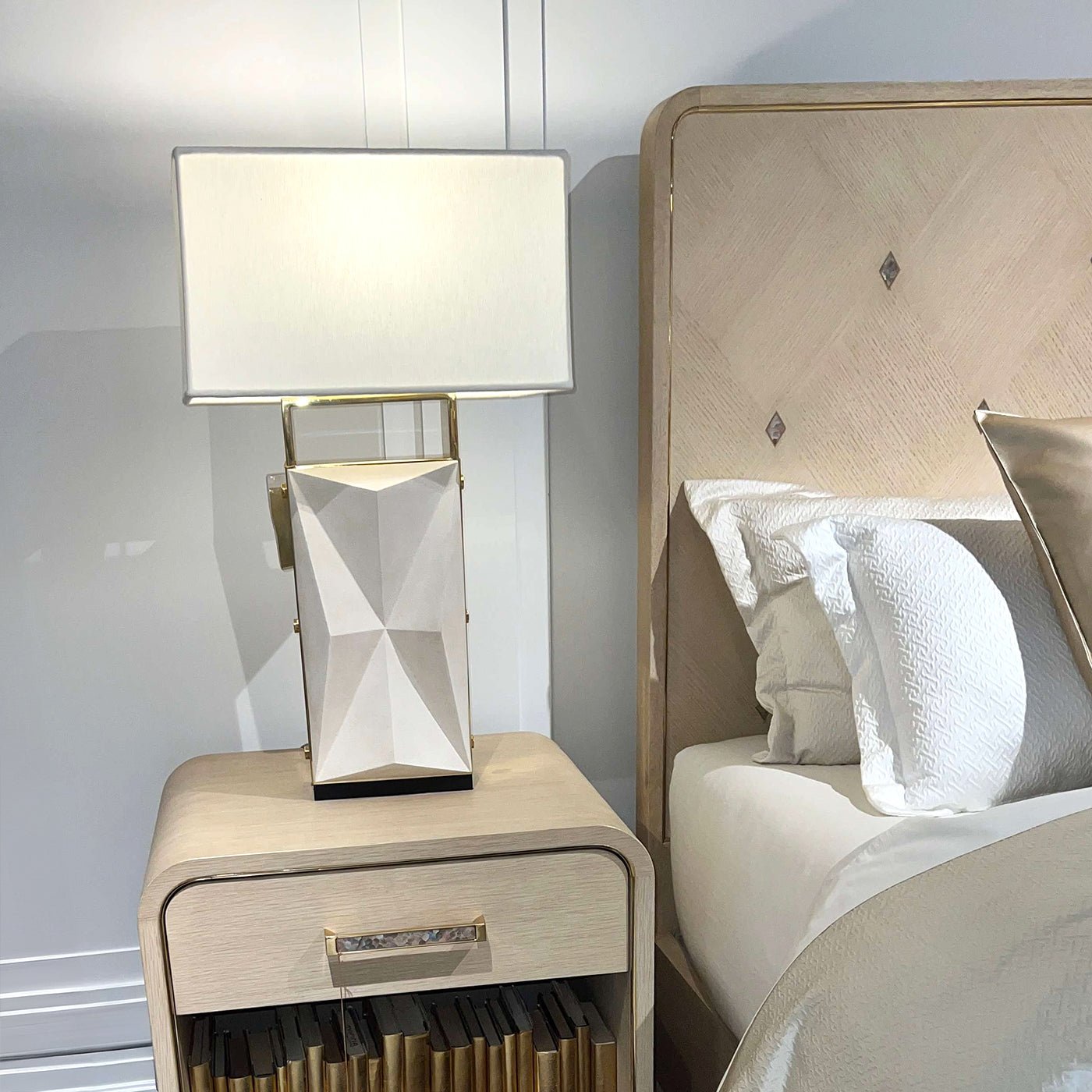 Lit King Size Hollywood Regency - Finition claire
