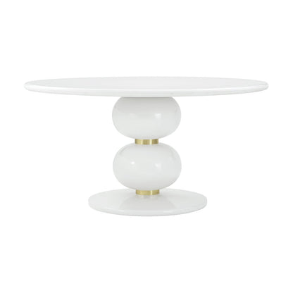 Table à manger ronde blanche Hollywood Regency