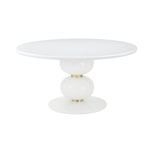 Table à manger ronde blanche Hollywood Regency