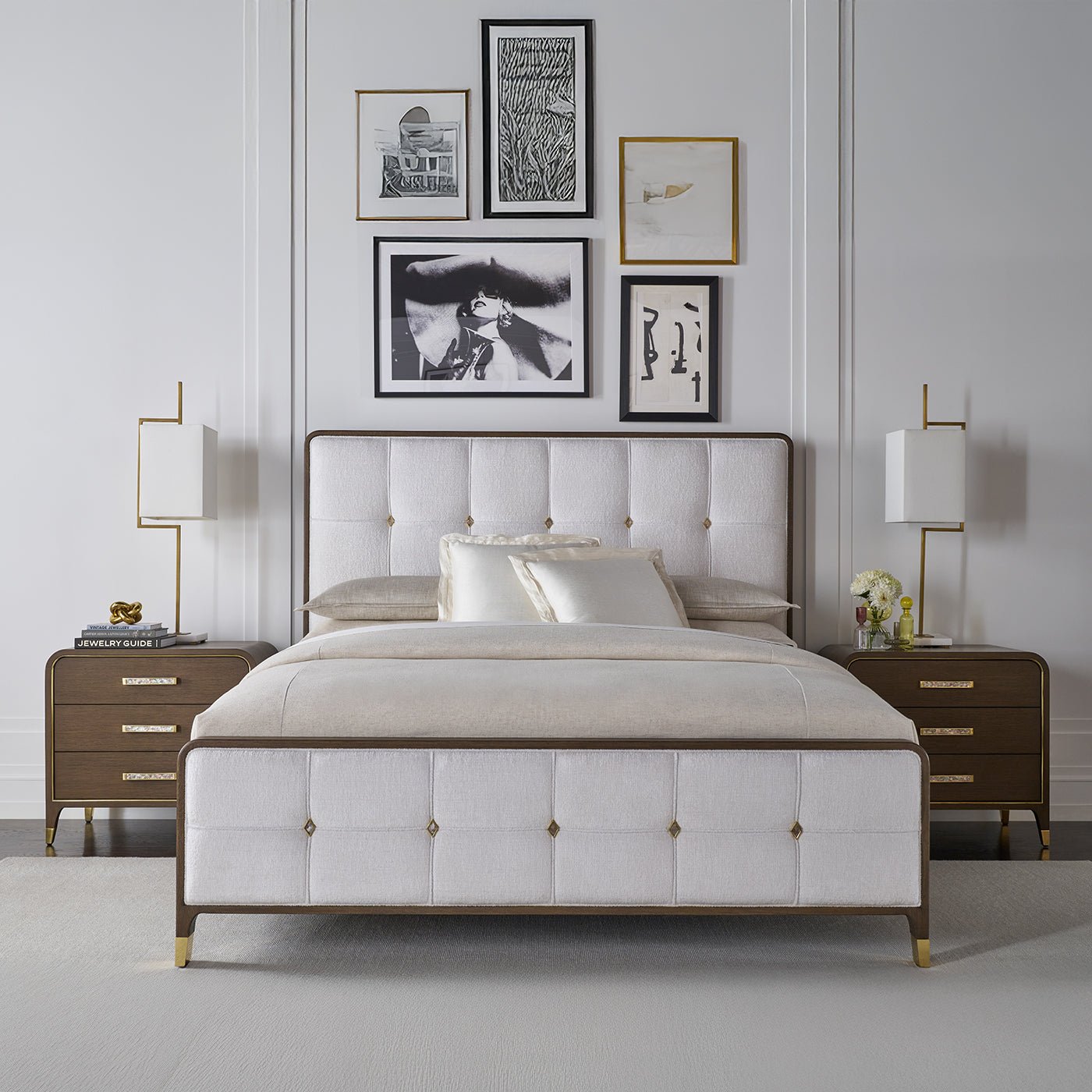 Lit king-size rembourré Hollywood Regency
