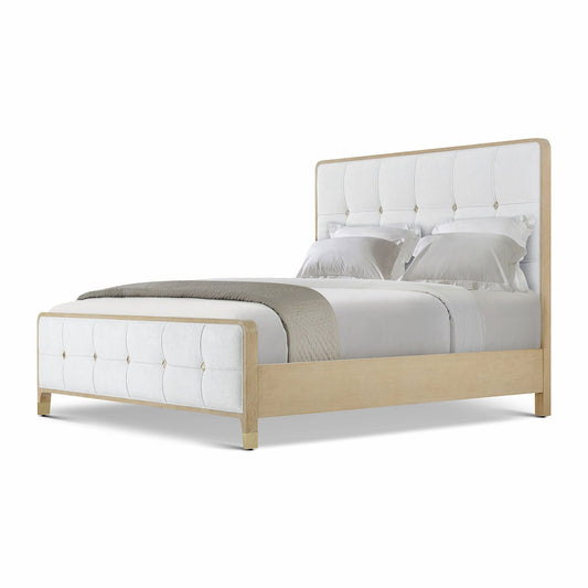 Lit king size rembourré Hollywood Regency - Finition claire